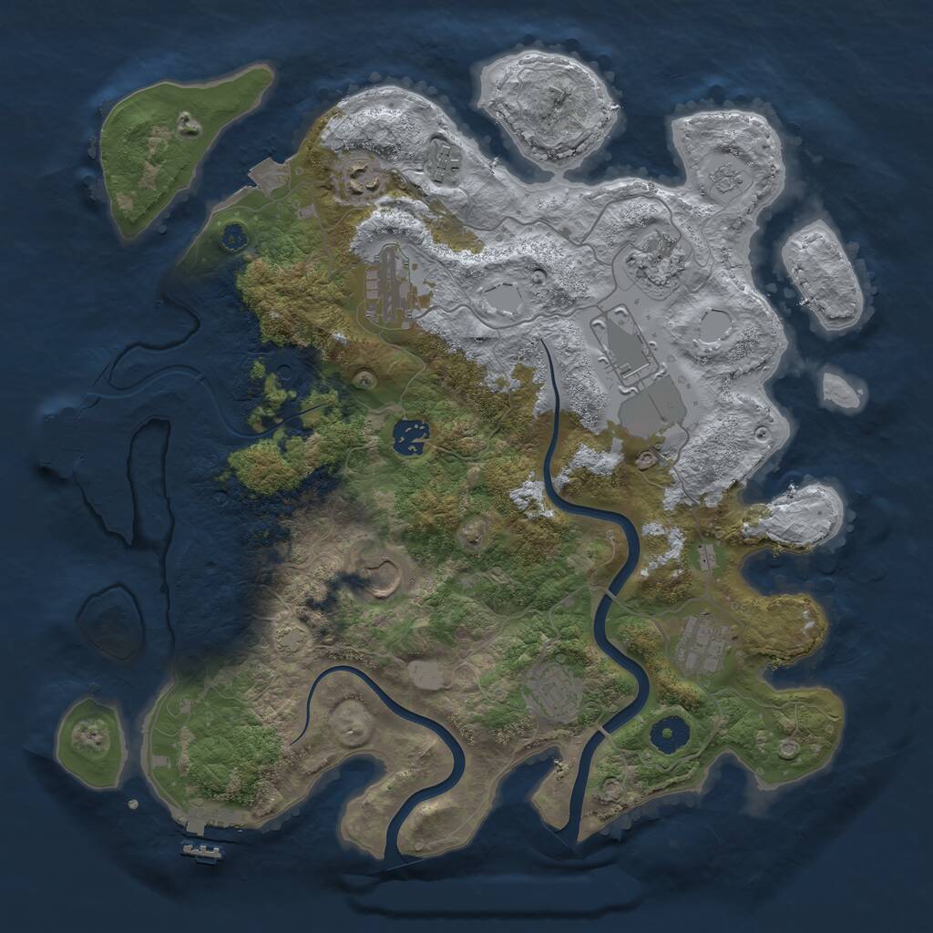 Rust Map: Procedural Map, Size: 3750, Seed: 2101306284, 15 Monuments