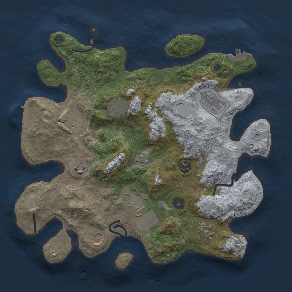 Rust Map: Procedural Map, Size: 3500, Seed: 45758806, 18 Monuments