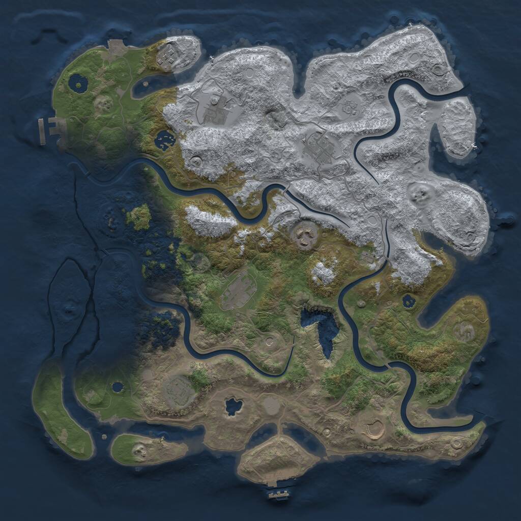 Rust Map: Procedural Map, Size: 4000, Seed: 253568, 14 Monuments