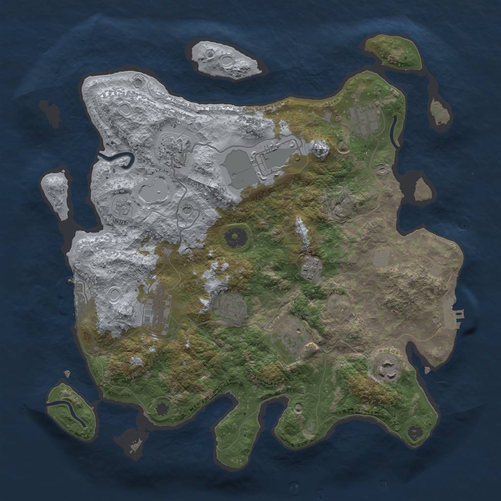 Rust Map: Procedural Map, Size: 3500, Seed: 1612700837, 17 Monuments