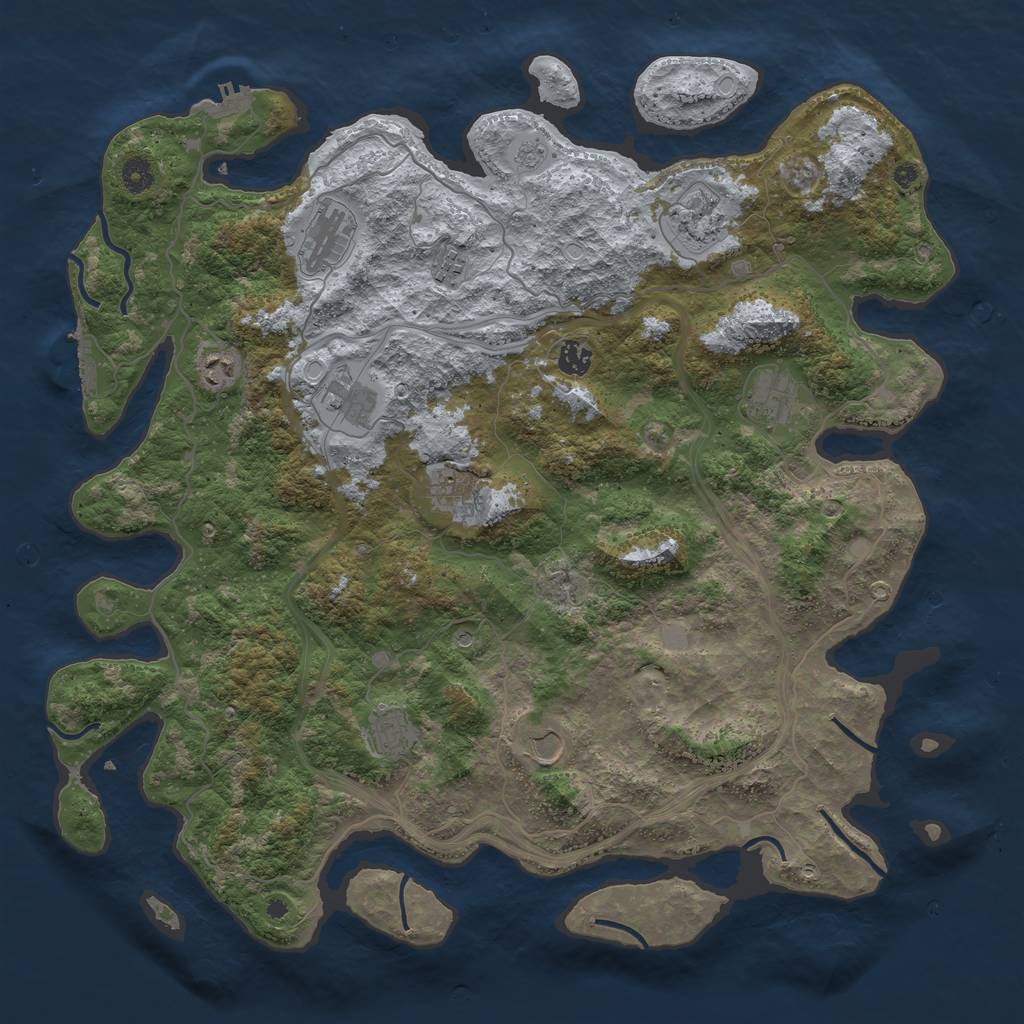 Rust Map: Procedural Map, Size: 4500, Seed: 748580759, 19 Monuments
