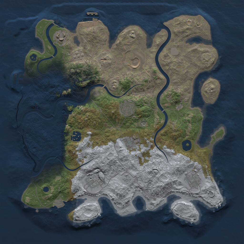 Rust Map: Procedural Map, Size: 3500, Seed: 1918718445, 14 Monuments