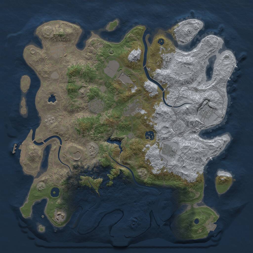 Rust Map: Procedural Map, Size: 4000, Seed: 1883556401, 17 Monuments