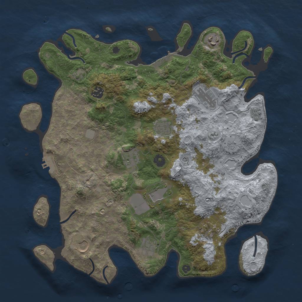 Rust Map: Procedural Map, Size: 3750, Seed: 837324234, 19 Monuments