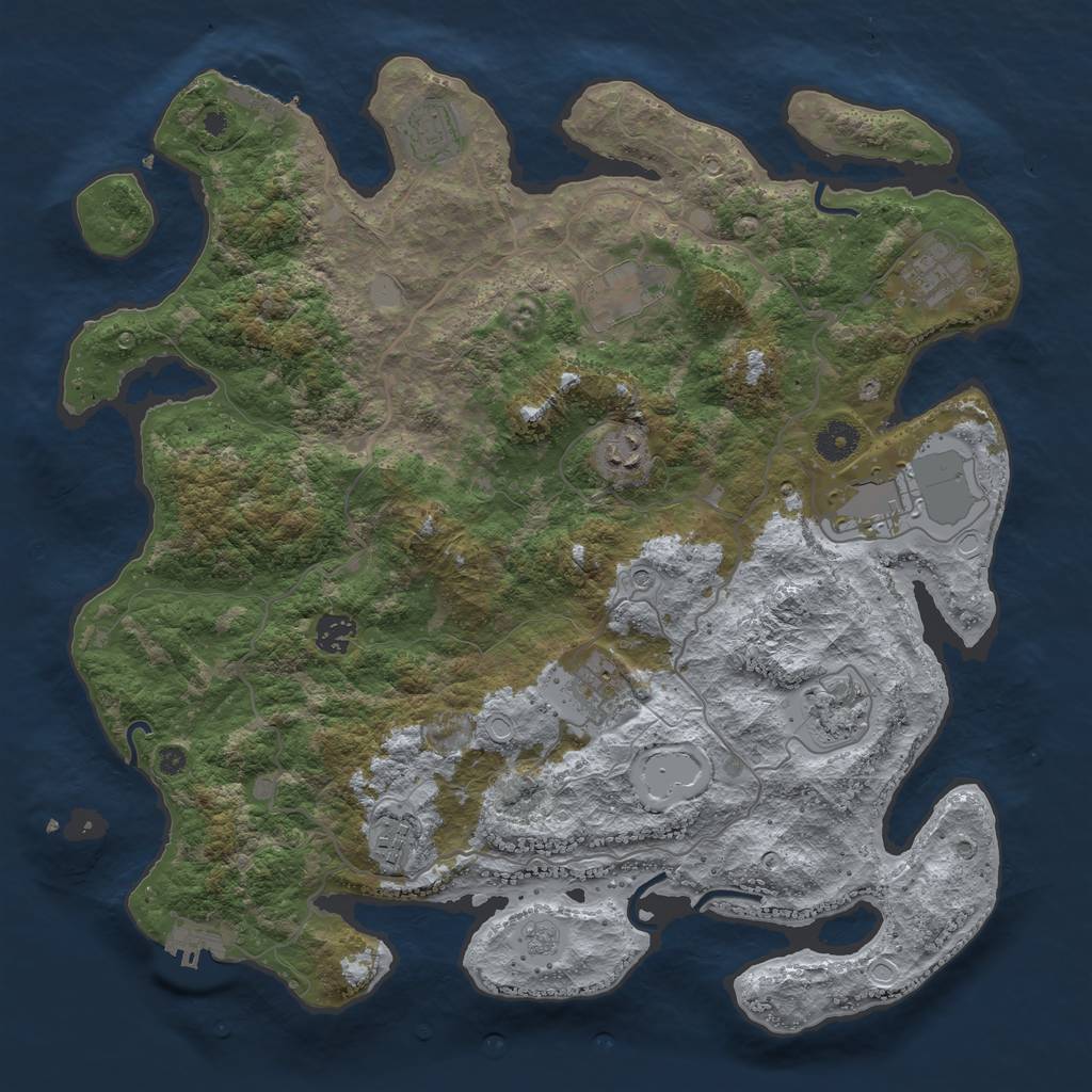 Rust Map: Procedural Map, Size: 4000, Seed: 18917995, 18 Monuments