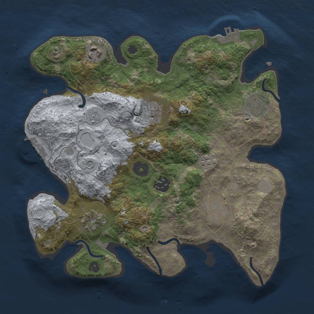 Rust Map: Procedural Map, Size: 3000, Seed: 1459613893, 16 Monuments