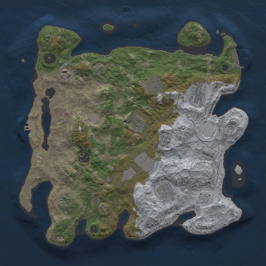 Rust Map: Procedural Map, Size: 3500, Seed: 63211451, 18 Monuments