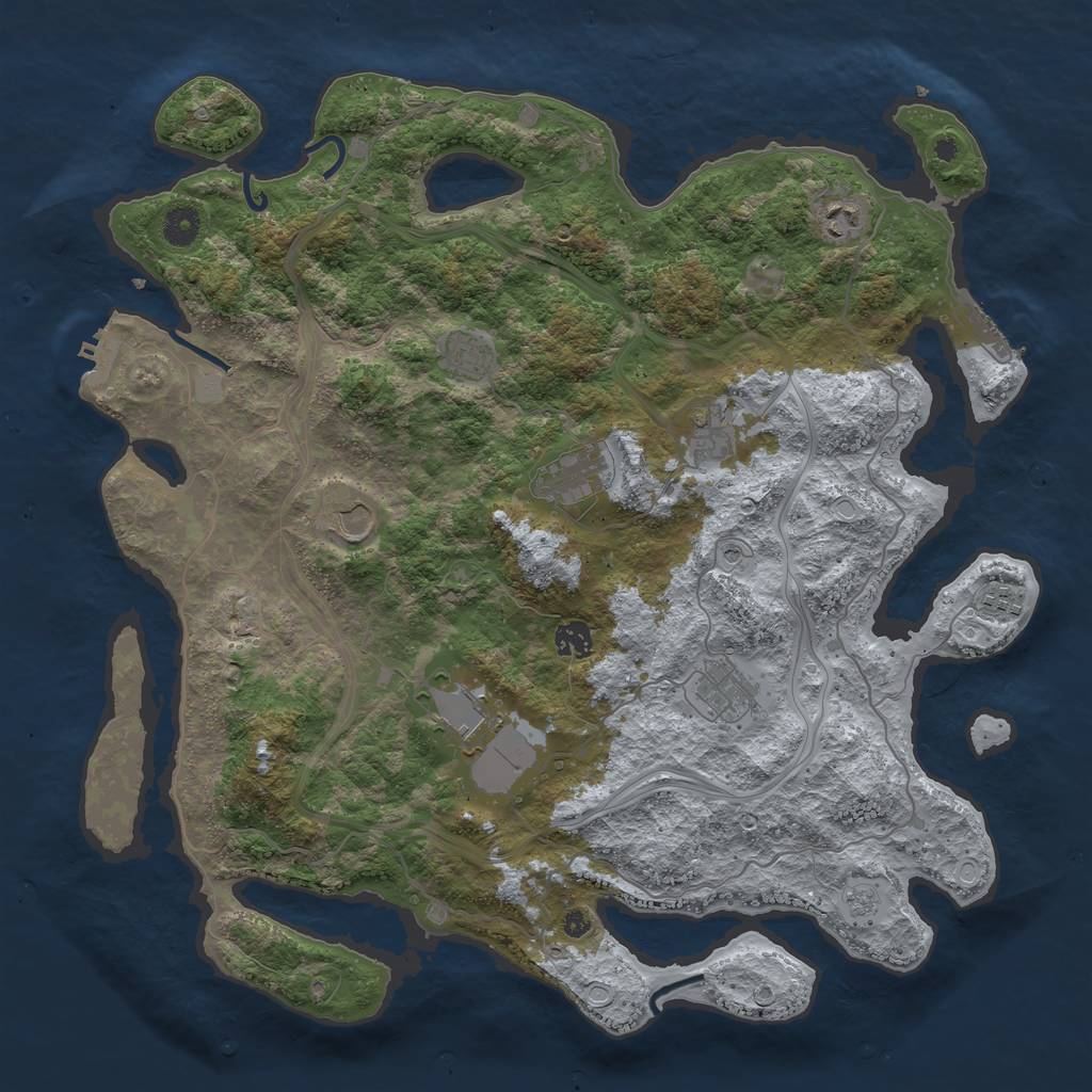 Rust Map: Procedural Map, Size: 4250, Seed: 487504336, 18 Monuments