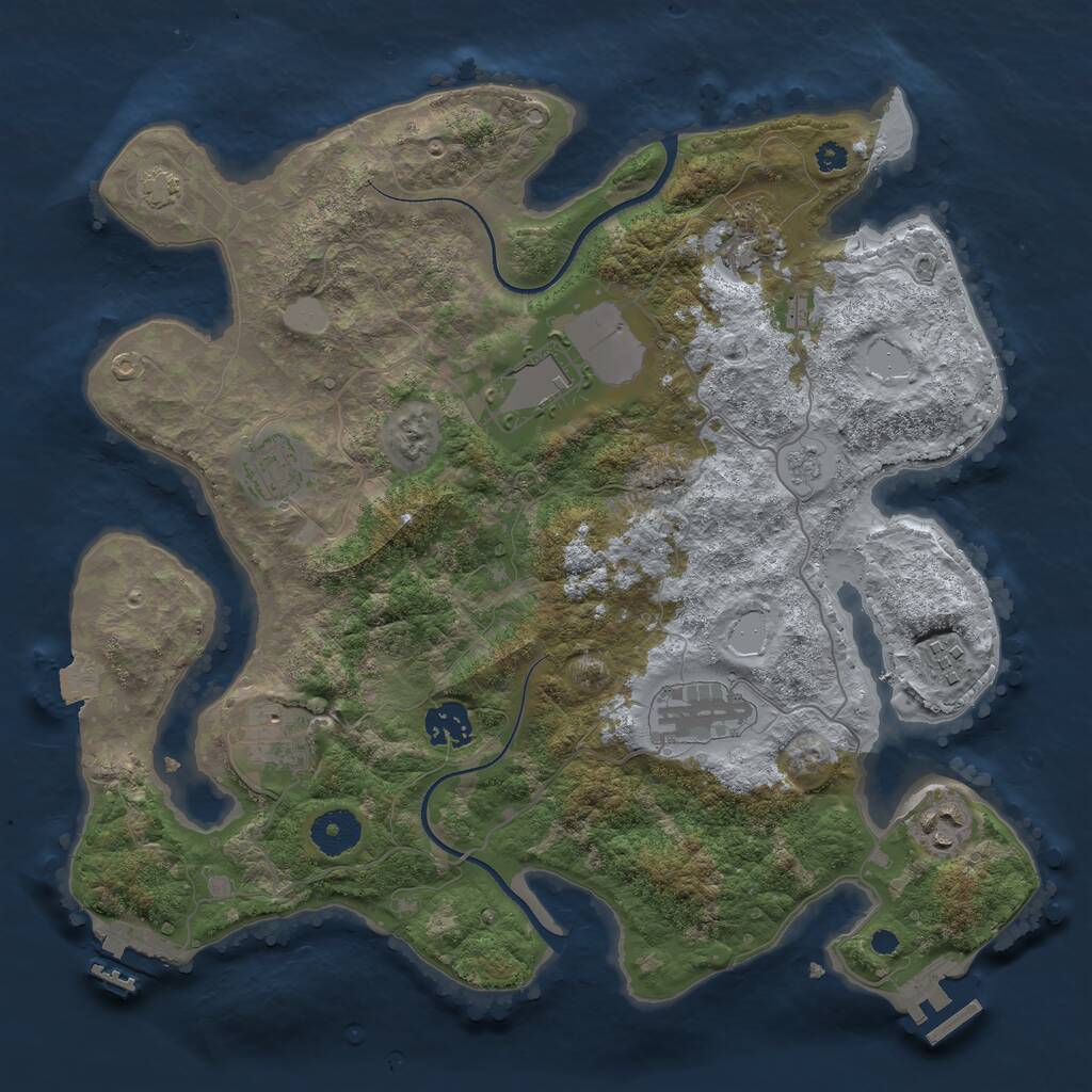 Rust Map: Procedural Map, Size: 3500, Seed: 488498216, 13 Monuments