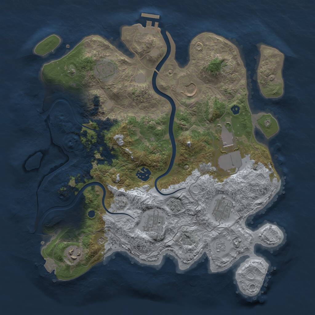 Rust Map: Procedural Map, Size: 3500, Seed: 83627960, 13 Monuments