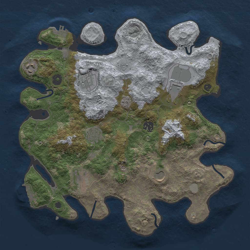 Rust Map: Procedural Map, Size: 3500, Seed: 25856277, 17 Monuments
