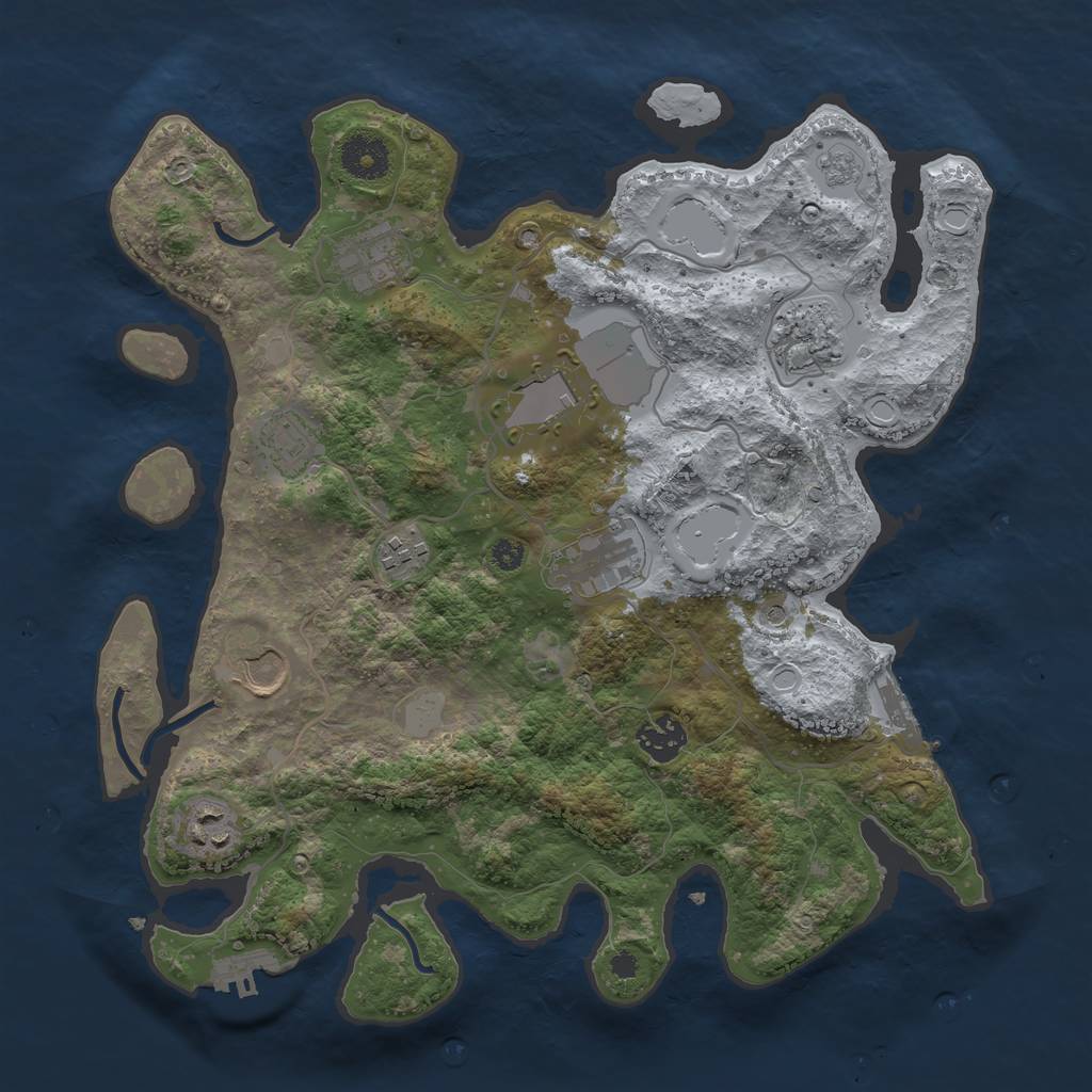 Rust Map: Procedural Map, Size: 3500, Seed: 643093, 16 Monuments