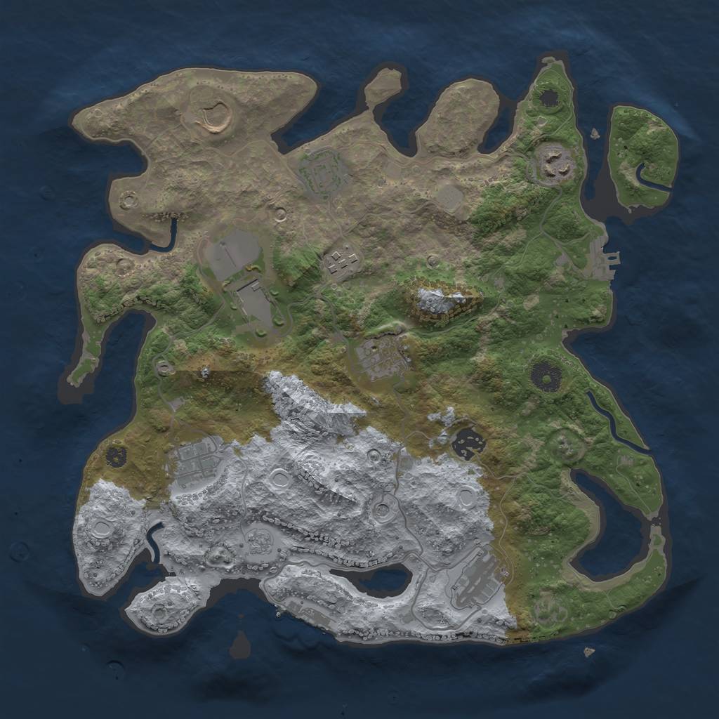Rust Map: Procedural Map, Size: 3500, Seed: 40982347, 18 Monuments