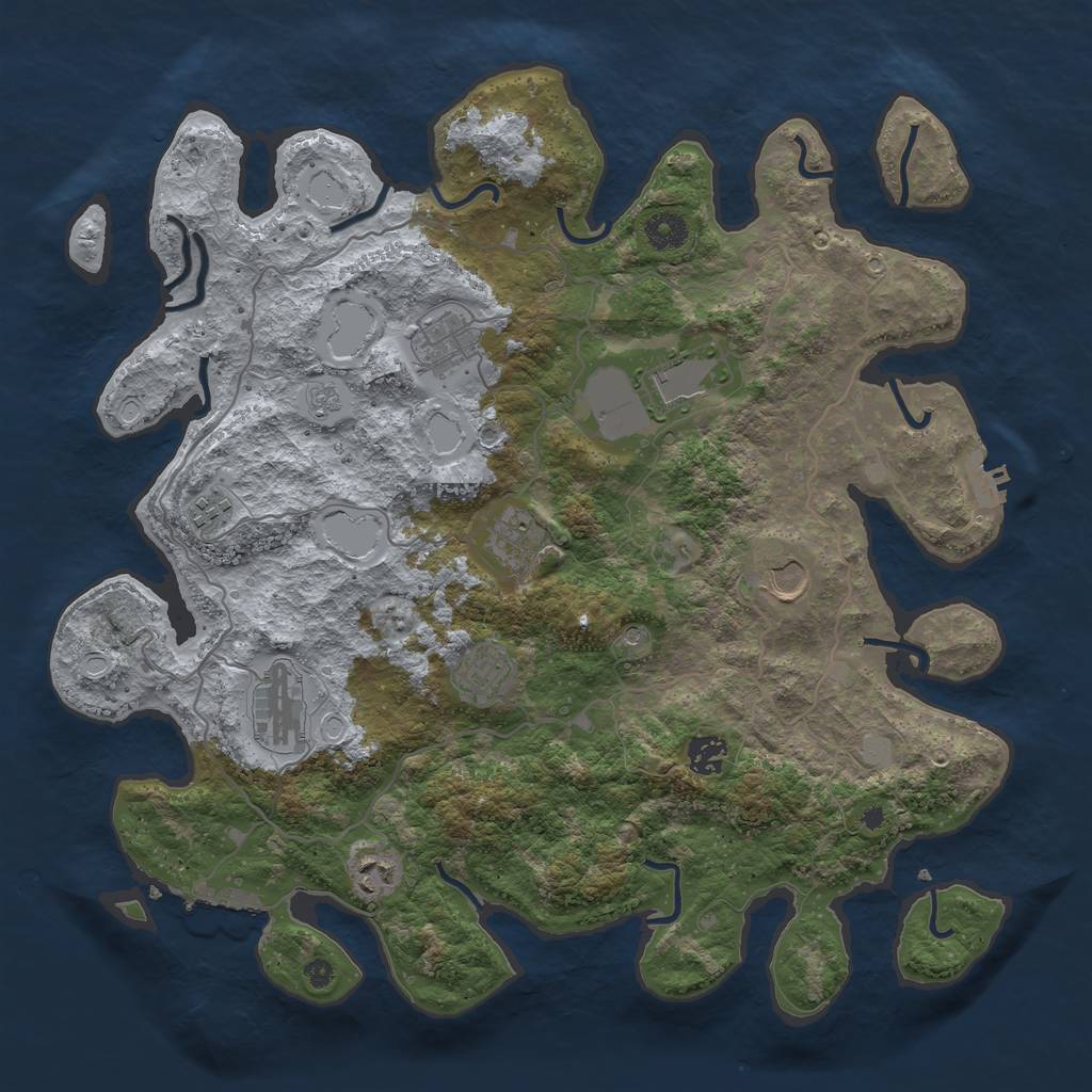 Rust Map: Procedural Map, Size: 4000, Seed: 258896, 18 Monuments