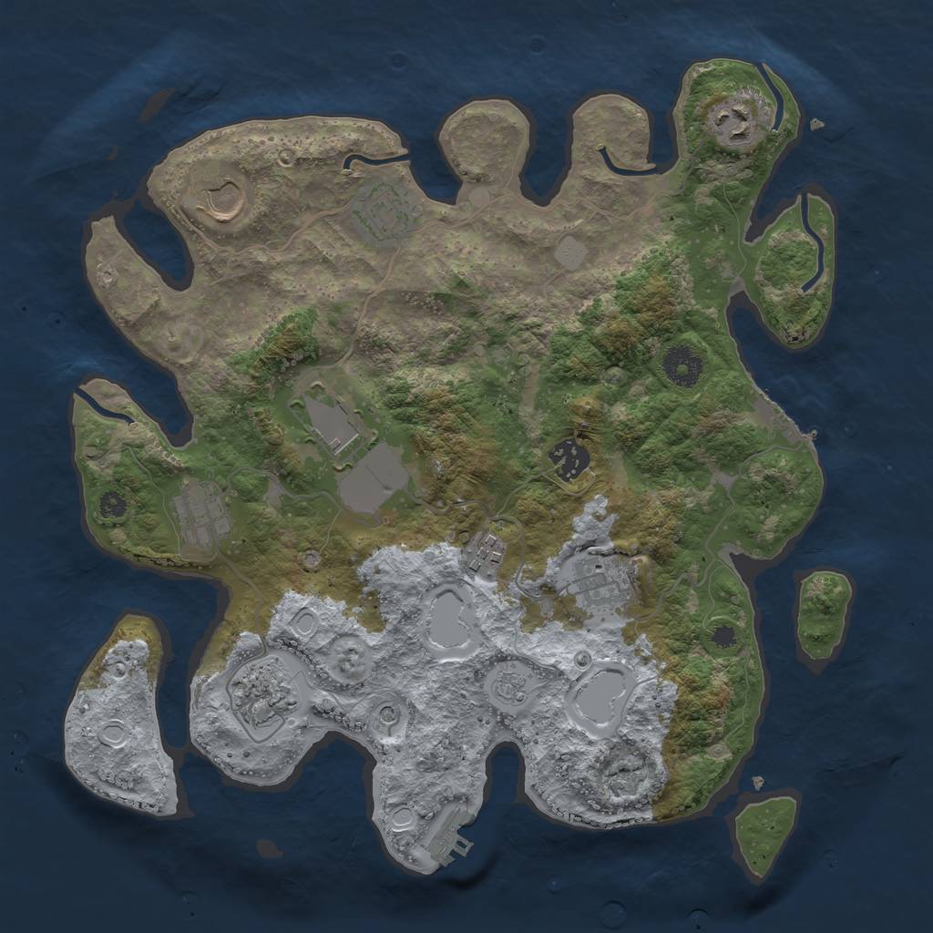 Rust Map: Procedural Map, Size: 3500, Seed: 22696471, 18 Monuments