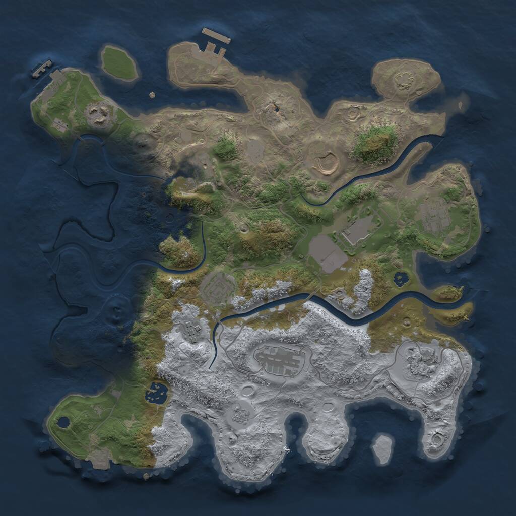 Rust Map: Procedural Map, Size: 3500, Seed: 58516088, 16 Monuments