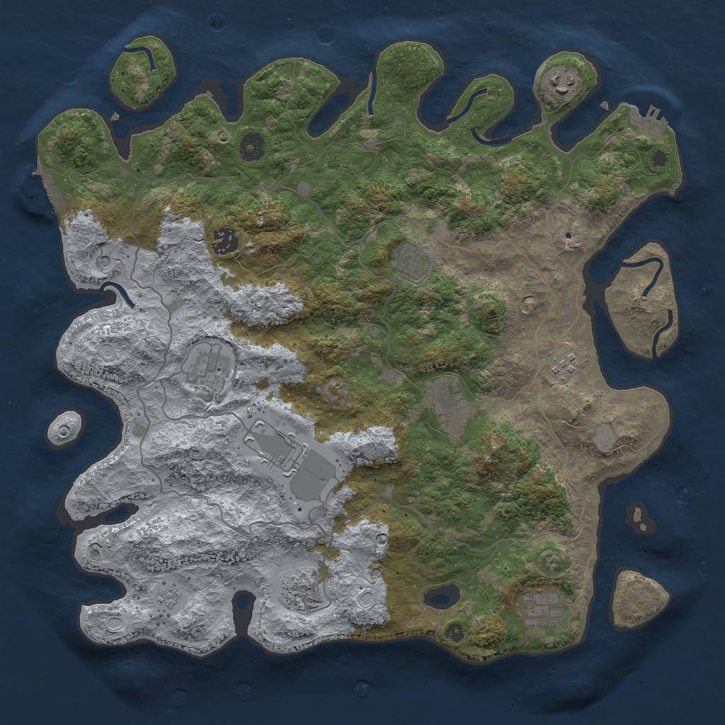 Rust Map: Procedural Map, Size: 4000, Seed: 497324795, 18 Monuments