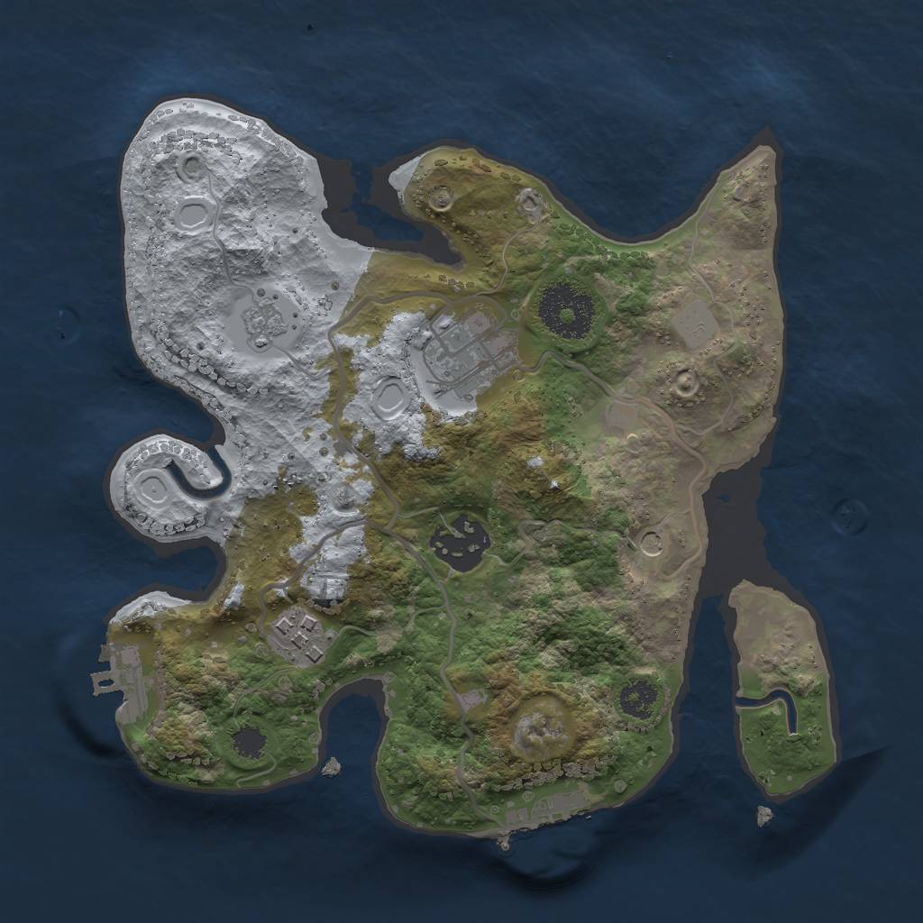 Rust Map: Procedural Map, Size: 2500, Seed: 1392182010, 12 Monuments