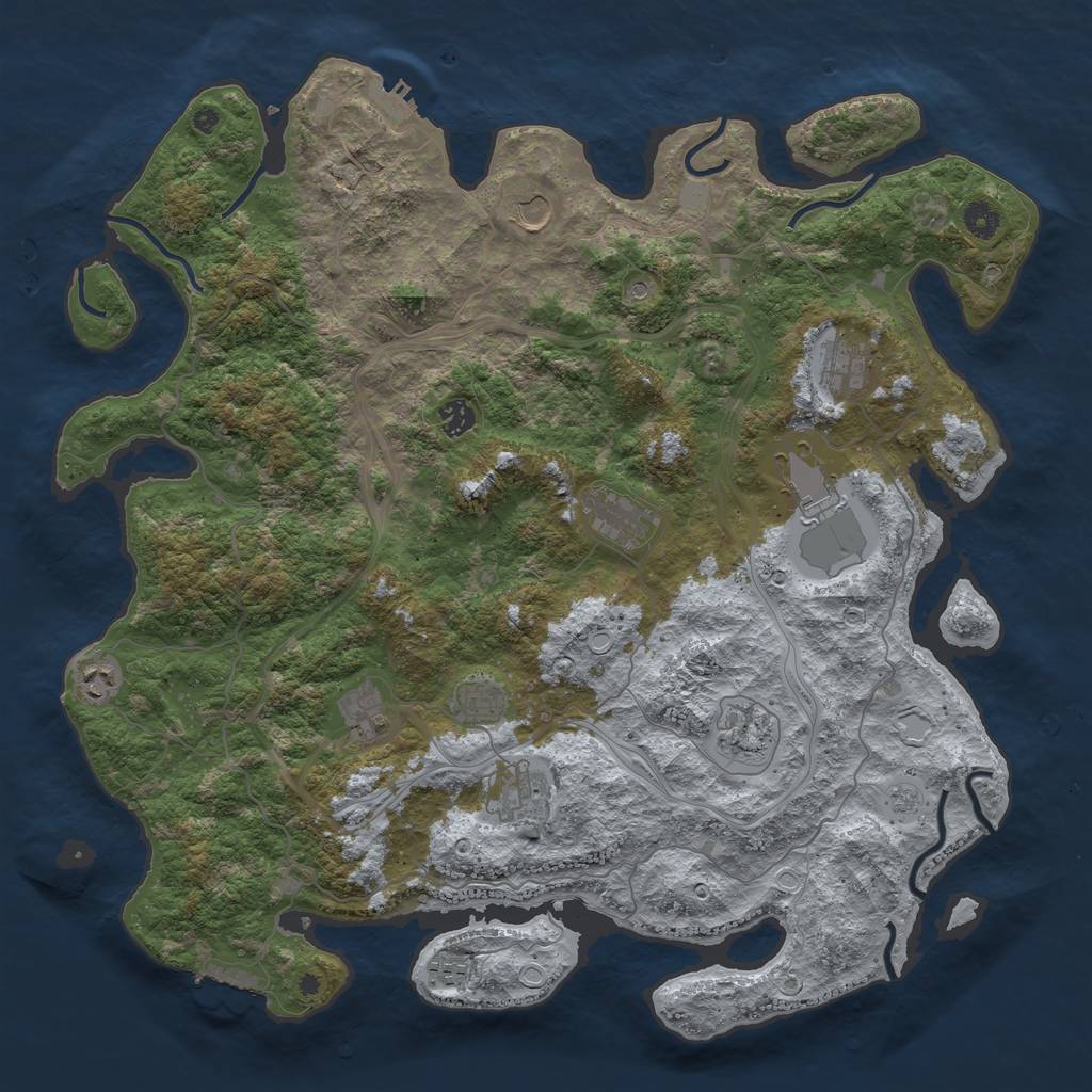 Rust Map: Procedural Map, Size: 4500, Seed: 18917995, 20 Monuments