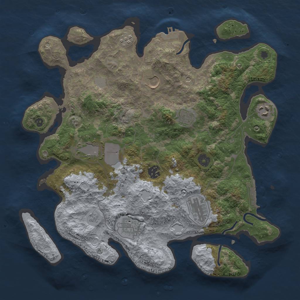 Rust Map: Procedural Map, Size: 3600, Seed: 65833583, 17 Monuments