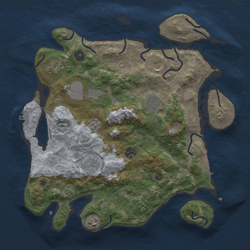 Rust Map: Procedural Map, Size: 3500, Seed: 594940434, 15 Monuments