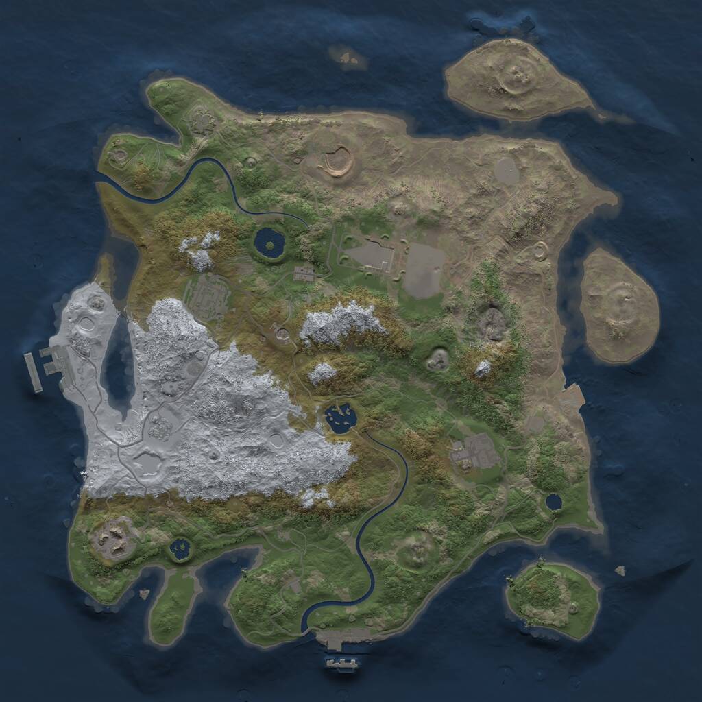 Rust Map: Procedural Map, Size: 3500, Seed: 594940434, 12 Monuments