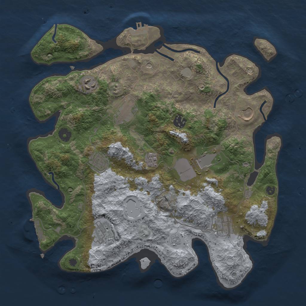 Rust Map: Procedural Map, Size: 3500, Seed: 77776, 16 Monuments