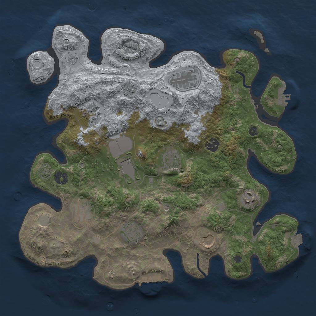 Rust Map: Procedural Map, Size: 3500, Seed: 382166946, 18 Monuments