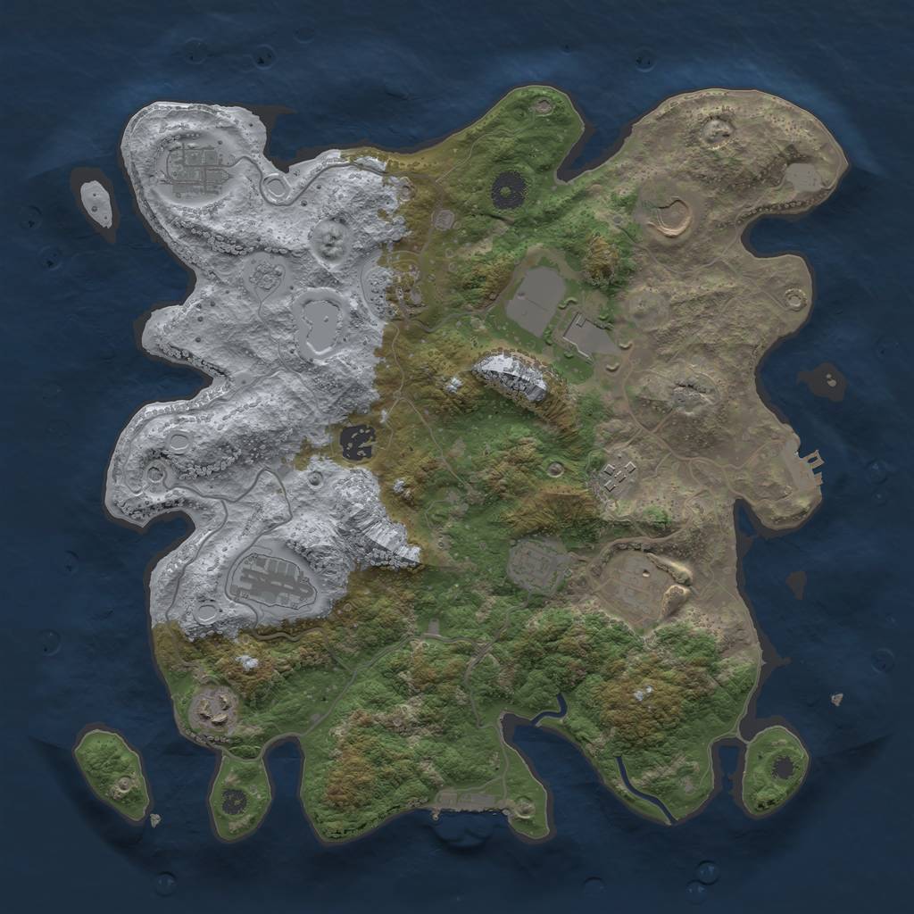 Rust Map: Procedural Map, Size: 3700, Seed: 39472709, 19 Monuments