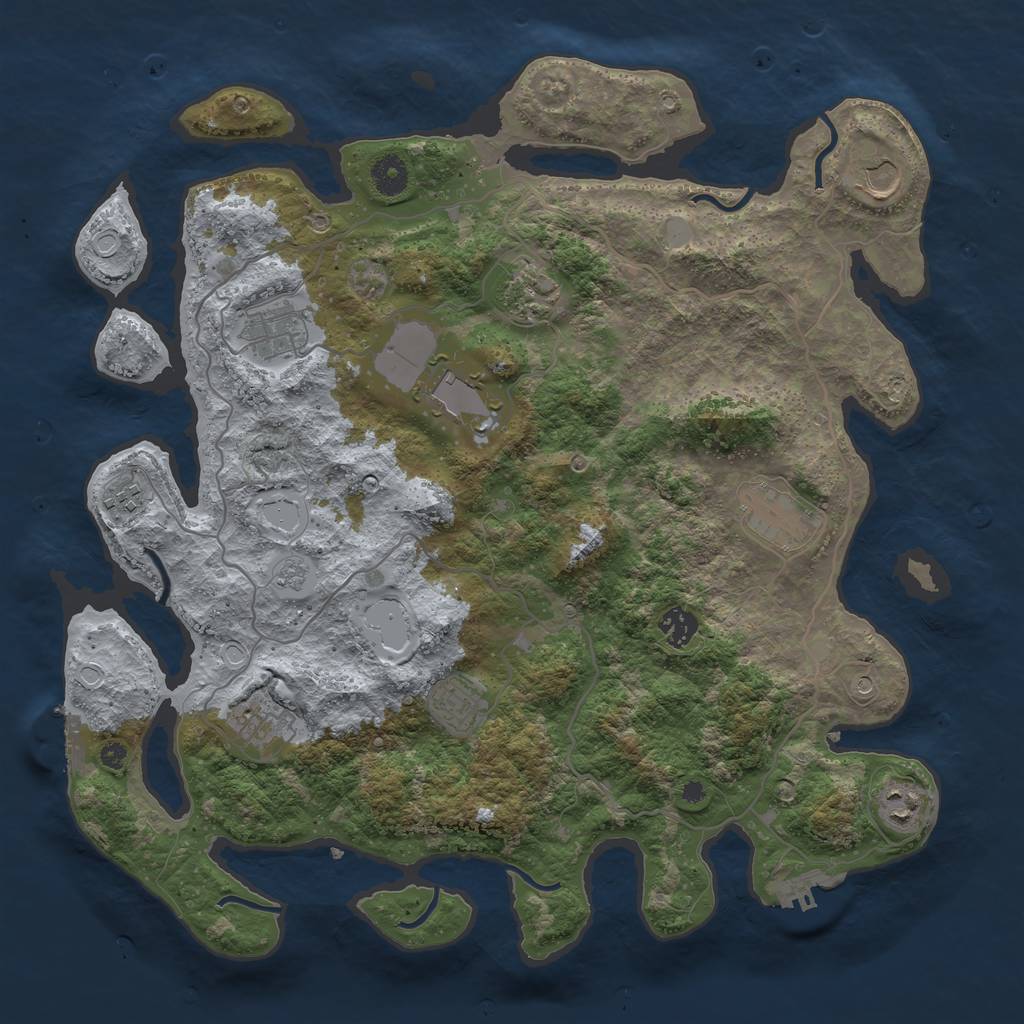 Rust Map: Procedural Map, Size: 4000, Seed: 1213708506, 19 Monuments