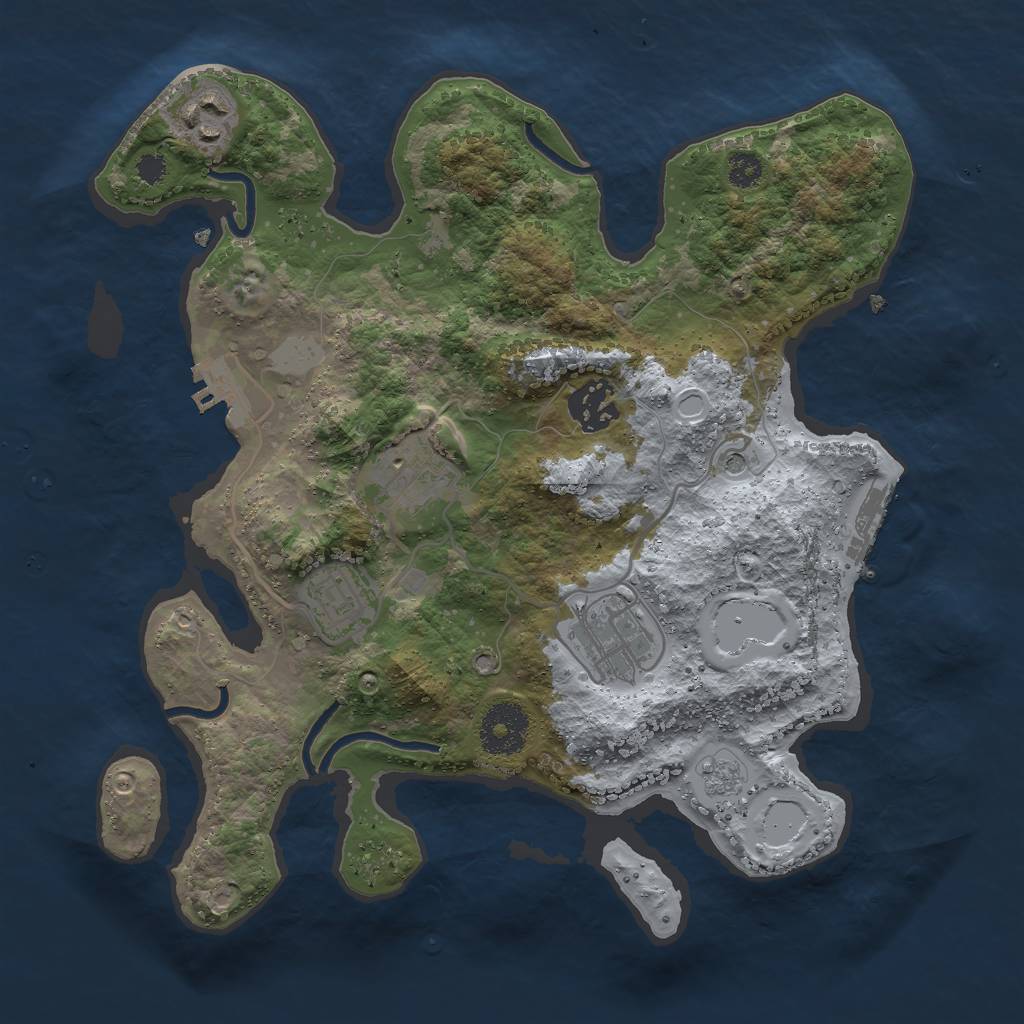 Rust Map: Procedural Map, Size: 3000, Seed: 797364647, 14 Monuments