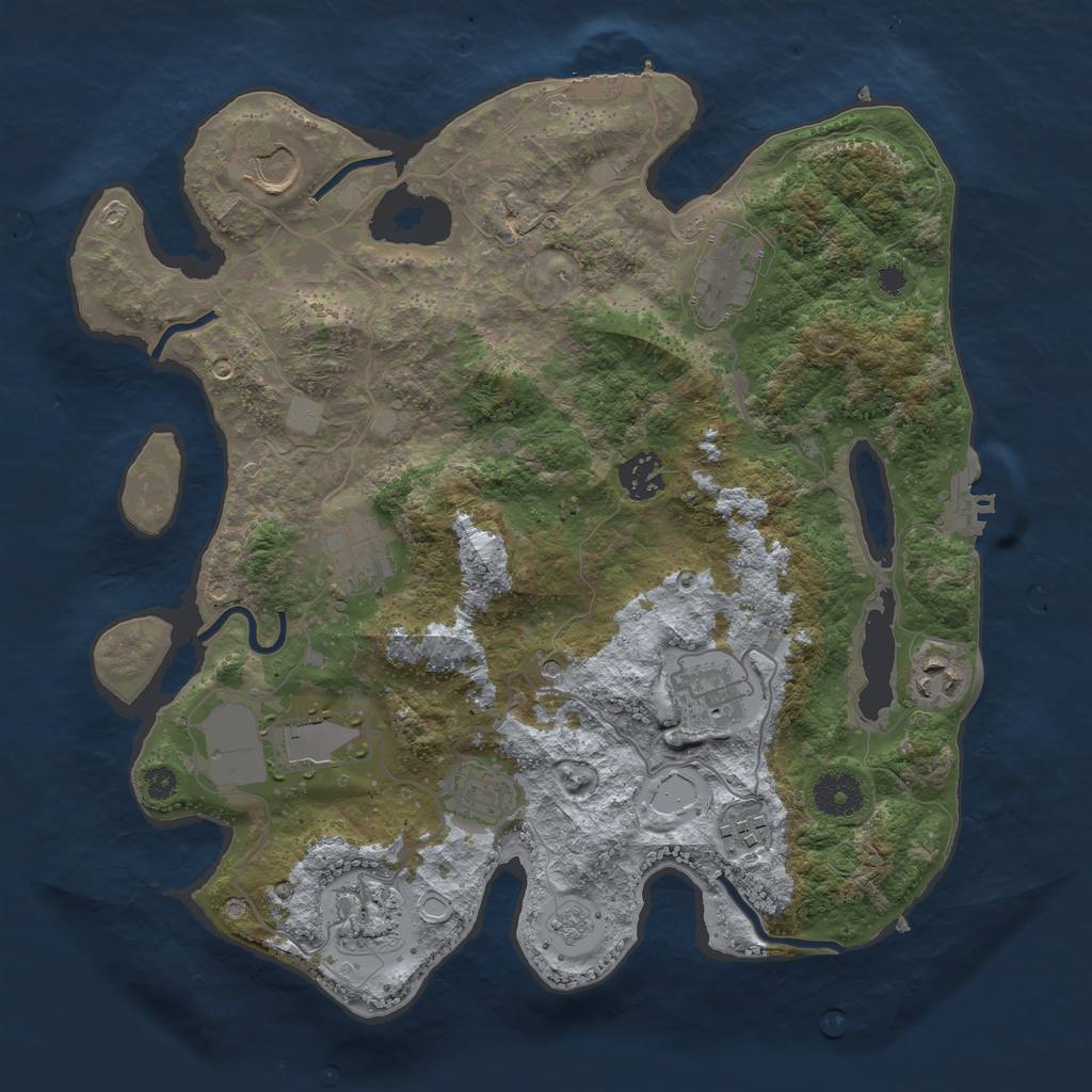 Rust Map: Procedural Map, Size: 3500, Seed: 110960235, 17 Monuments