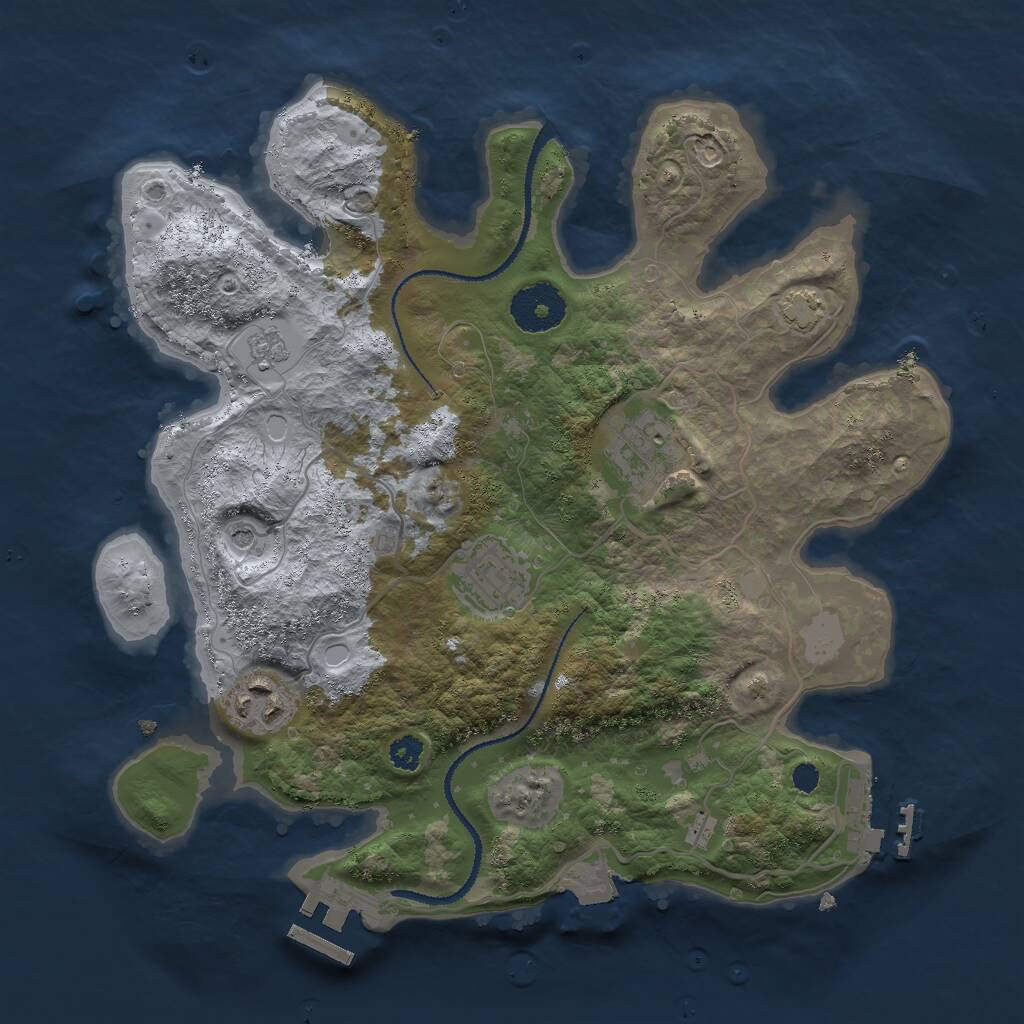 Rust Map: Procedural Map, Size: 3000, Seed: 354969804, 9 Monuments