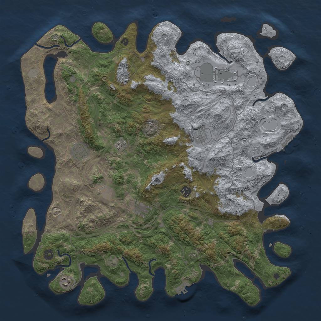 Rust Map: Procedural Map, Size: 4500, Seed: 643093, 18 Monuments