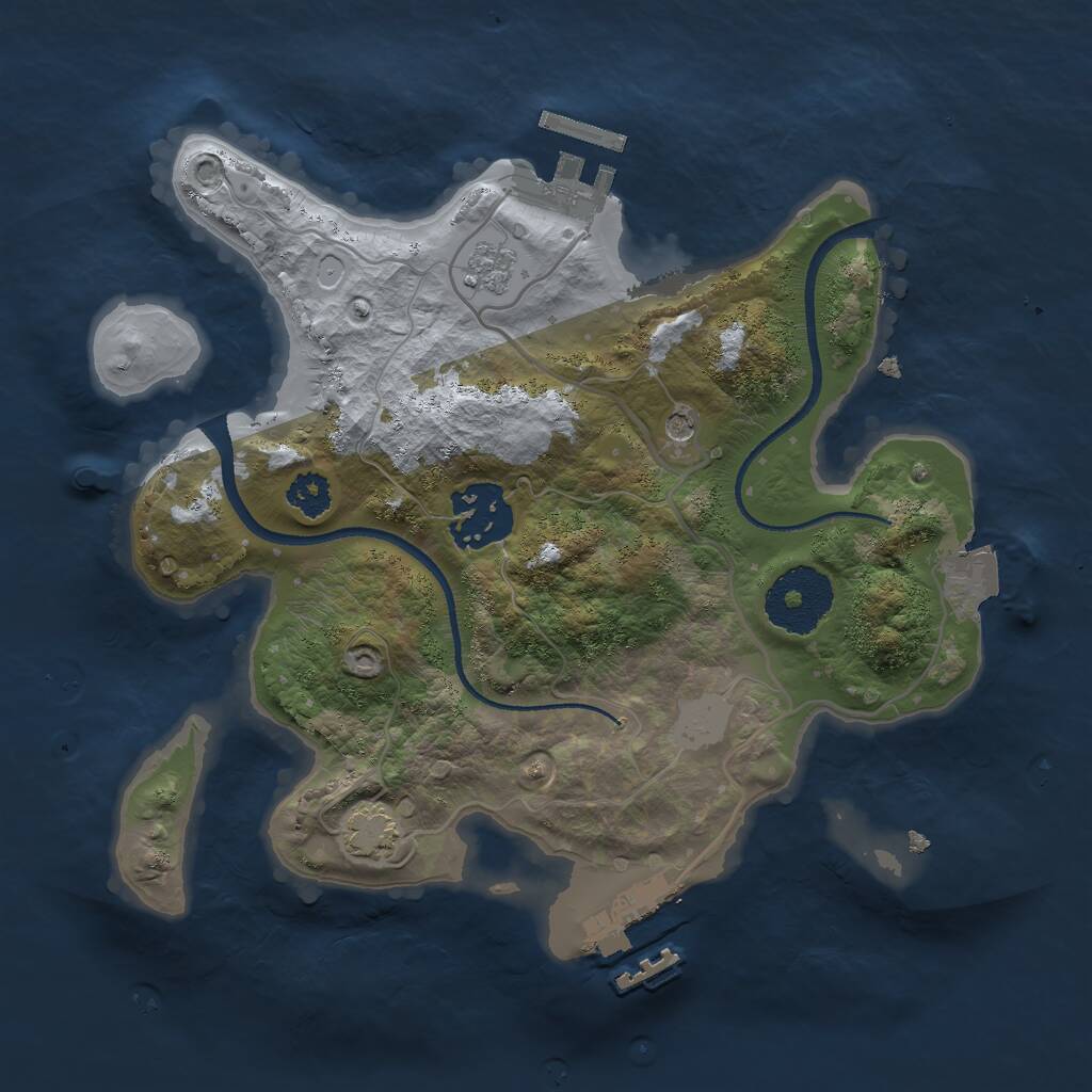 Rust Map: Procedural Map, Size: 2500, Seed: 283415034, 7 Monuments