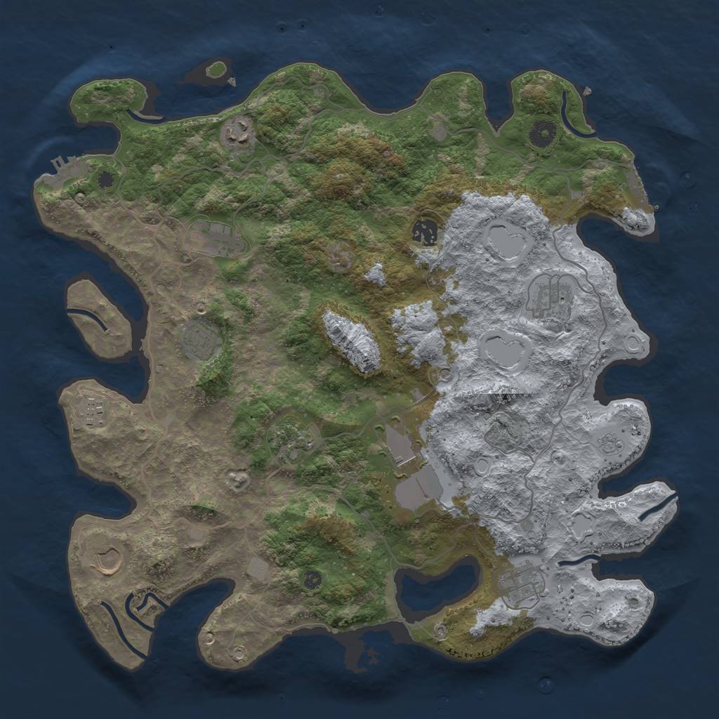 Rust Map: Procedural Map, Size: 4000, Seed: 1741168607, 19 Monuments