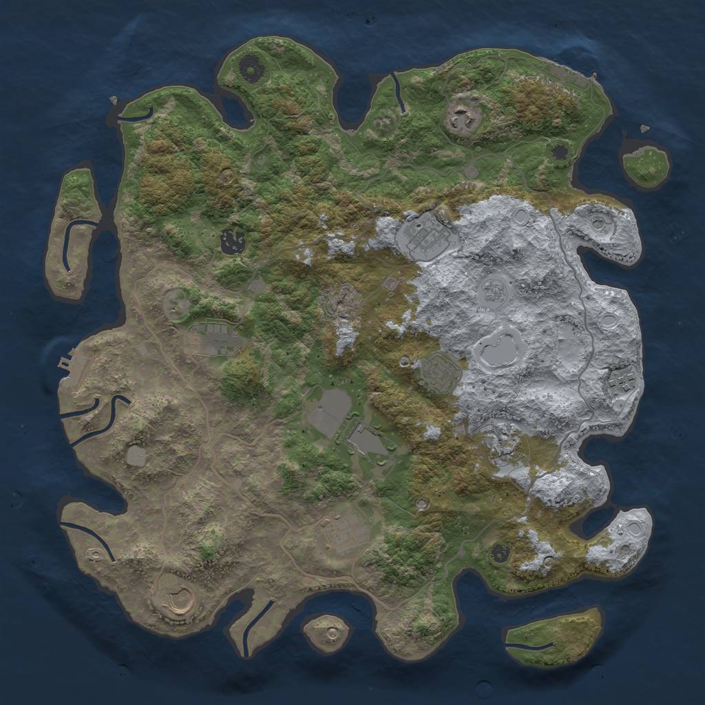 Rust Map: Procedural Map, Size: 4000, Seed: 10813435, 17 Monuments