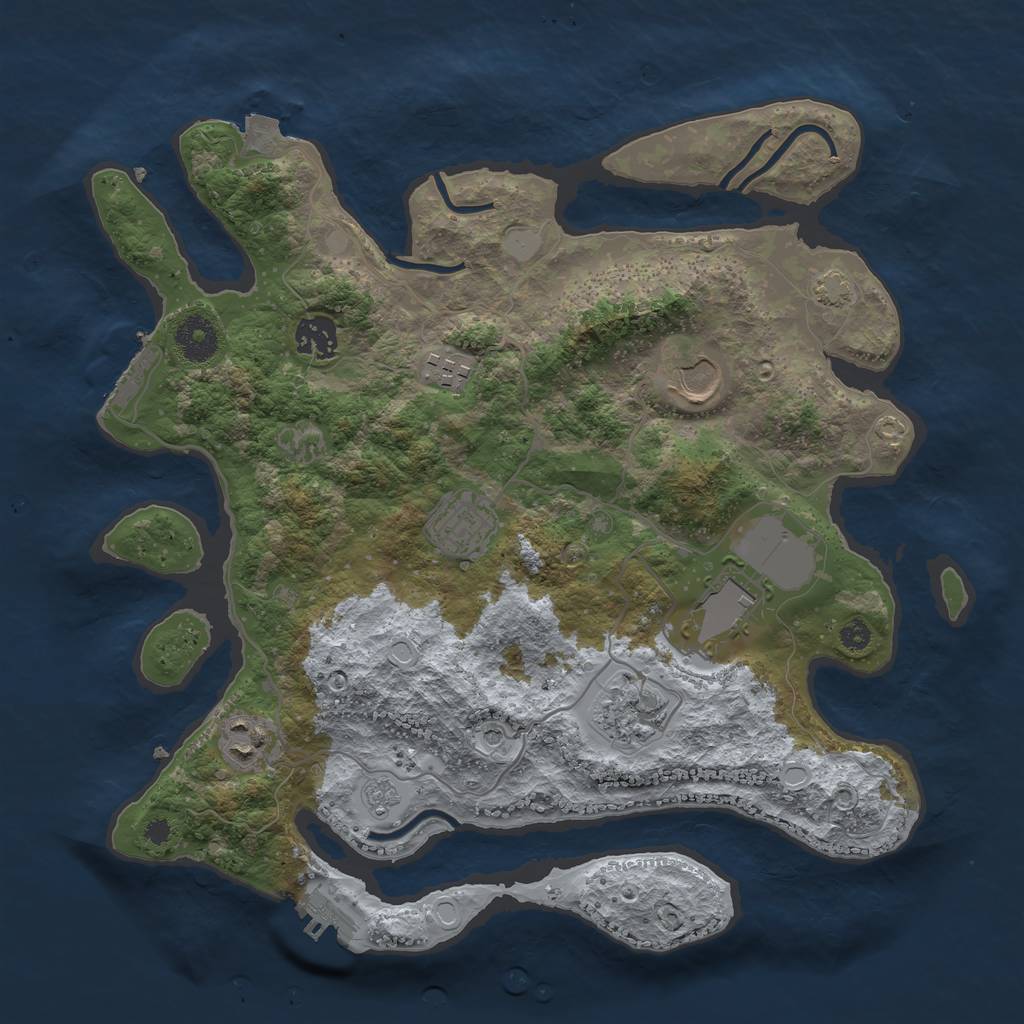 Rust Map: Procedural Map, Size: 3500, Seed: 1031477824, 15 Monuments