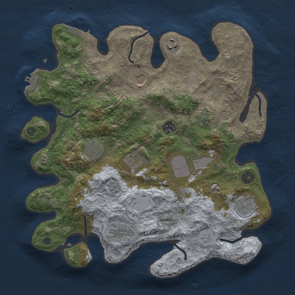 Rust Map: Procedural Map, Size: 3500, Seed: 780403, 19 Monuments