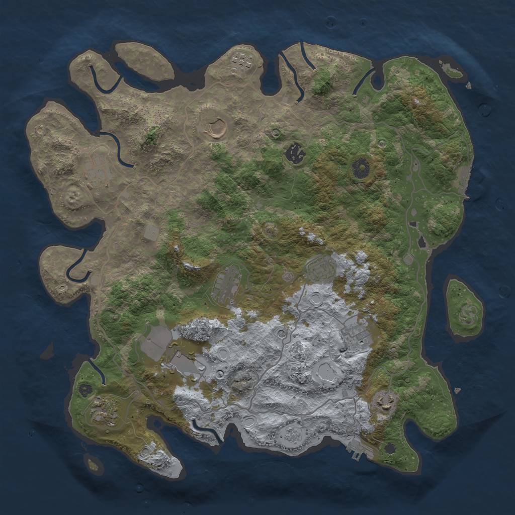 Rust Map: Procedural Map, Size: 4000, Seed: 1789930575, 19 Monuments