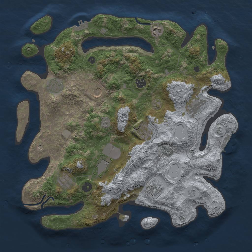 Rust Map: Procedural Map, Size: 3750, Seed: 728633647, 19 Monuments