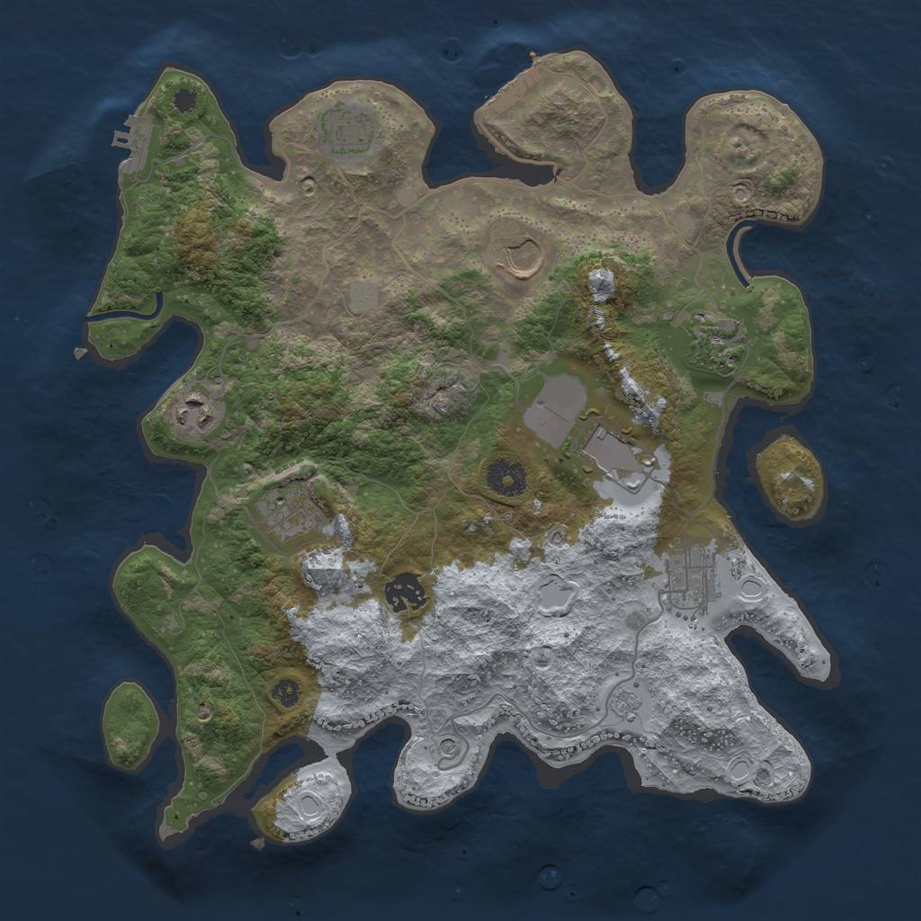 Rust Map: Procedural Map, Size: 3500, Seed: 2091822141, 17 Monuments
