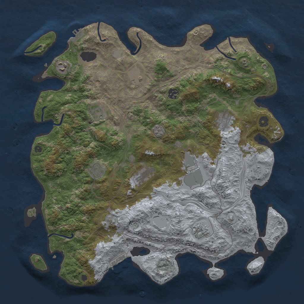 Rust Map: Procedural Map, Size: 4300, Seed: 34587304, 19 Monuments