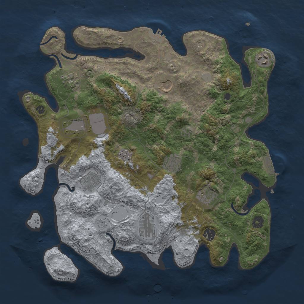 Rust Map: Procedural Map, Size: 3750, Seed: 991142261, 17 Monuments