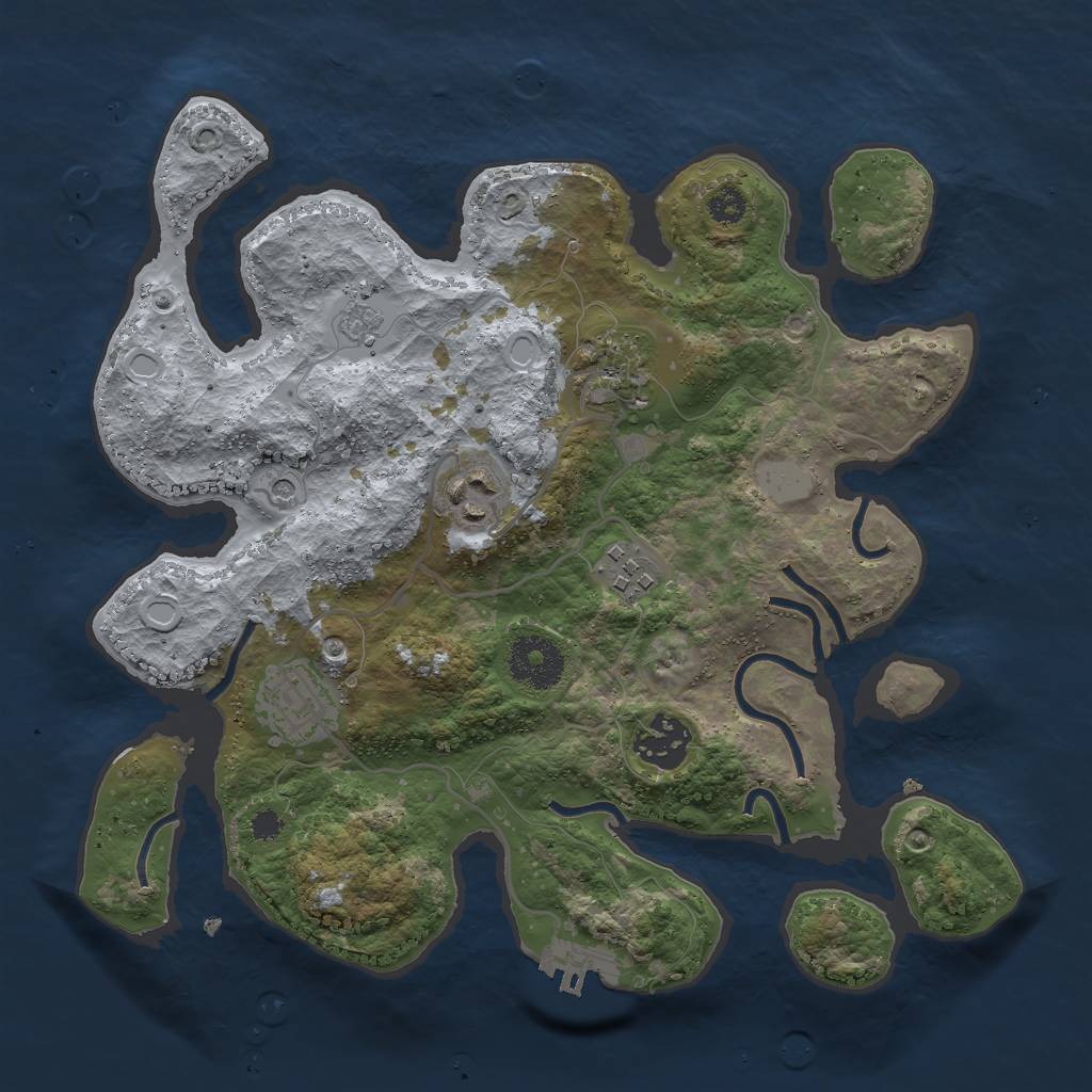 Rust Map: Procedural Map, Size: 3000, Seed: 18888, 13 Monuments