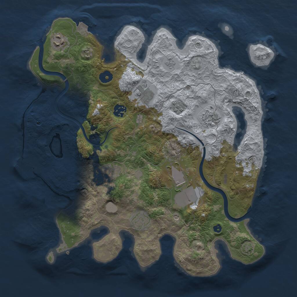 Rust Map: Procedural Map, Size: 3500, Seed: 69697474, 13 Monuments