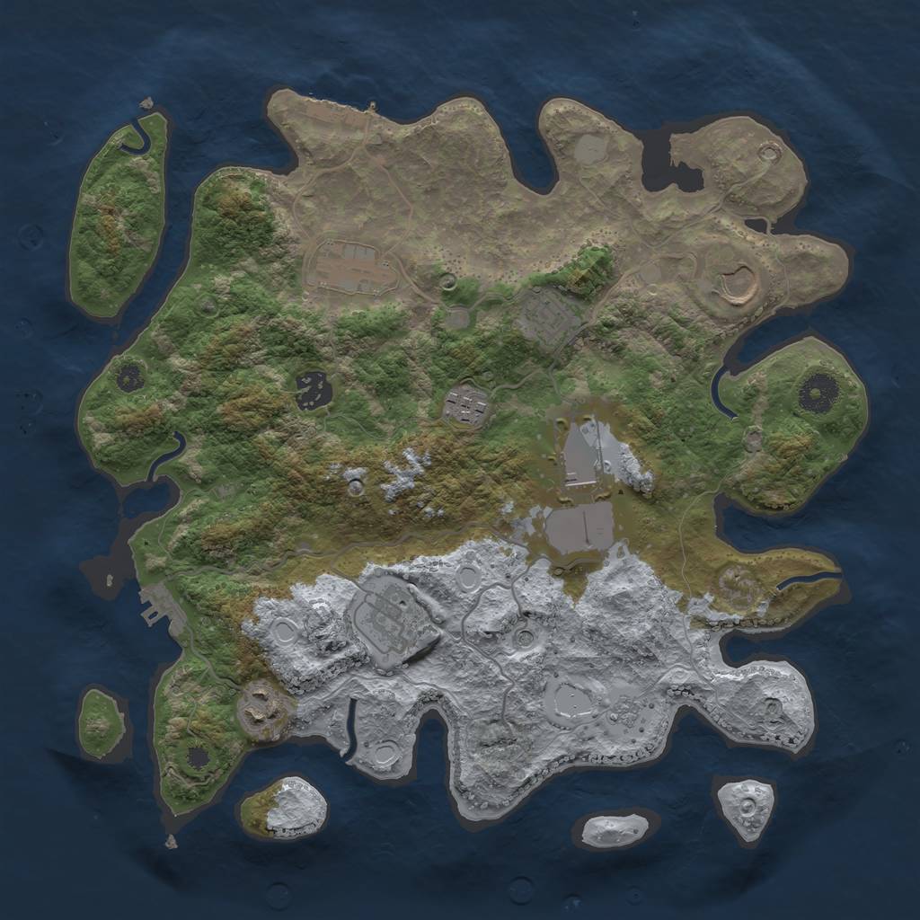Rust Map: Procedural Map, Size: 3500, Seed: 14604750, 17 Monuments