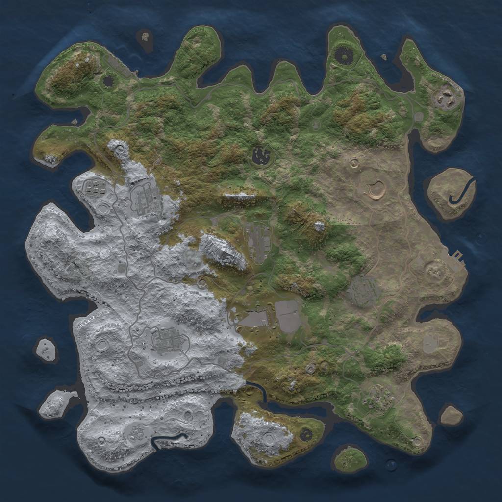 Rust Map: Procedural Map, Size: 4000, Seed: 1638496087, 17 Monuments