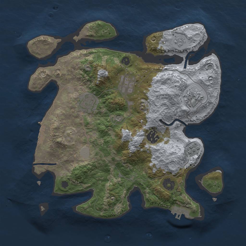 Rust Map: Procedural Map, Size: 3000, Seed: 2075016274, 14 Monuments