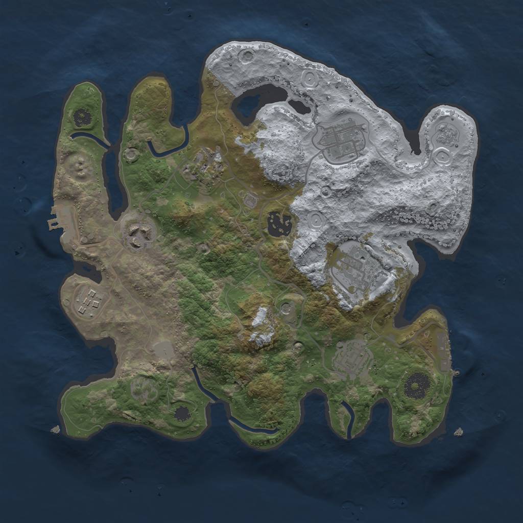 Rust Map: Procedural Map, Size: 3000, Seed: 71112, 16 Monuments